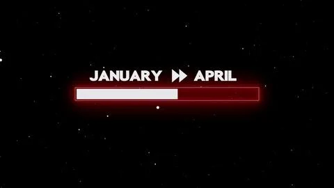 January to april progress bar glowing 스톡 일러스트
