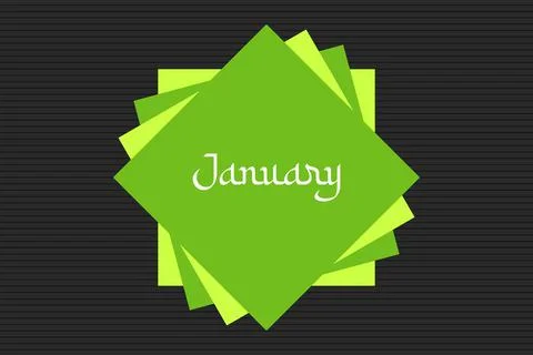 January Arabic style typography text on green square shape vector illustration Stock Illustration