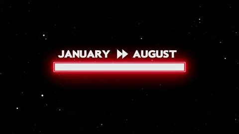 January to august progress bar loading 스톡 일러스트