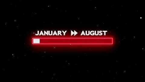 January to august progress bar loading Illustrazione stock
