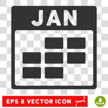 January Calendar Grid Eps Vector Icon Stock Illustration