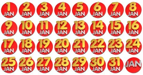 January date 3d. Stock Illustration