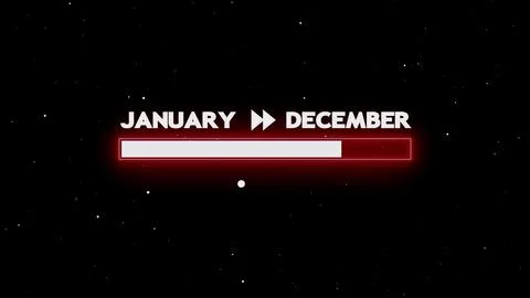 January to December loading bar animation Stock Illustration