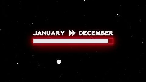 January to December loading bar animation Stockillustratie