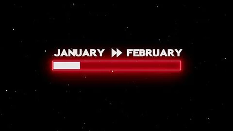 January to February progress bar Illustrazione stock