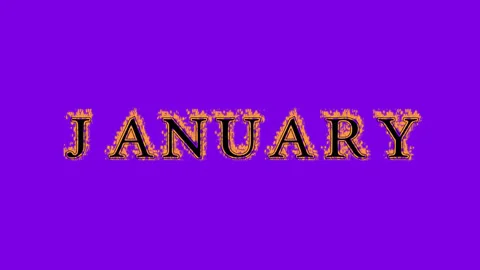 January fire text effect violet background Stock Footage 136066251