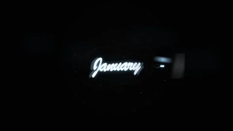 January Glowing Animated Text Subtle Particles Dark Abstract Background Stockbeeldmateriaal 332695212