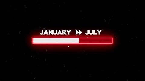 January to july progress bar loading Stockillustratie