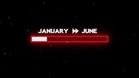 January to june progress bar red Ilustración de archivo