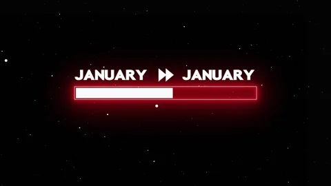 January loading bar in space motion Stock Footage 328386409