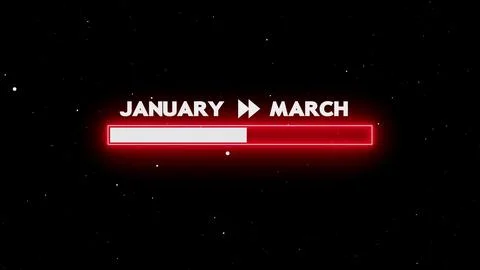 January to march progress bar glowing Stock Illustration