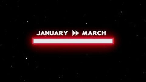 January to march progress bar glowing 스톡 일러스트