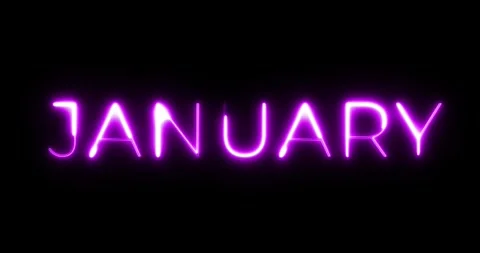 January neon text animation Stock Footage 287405838