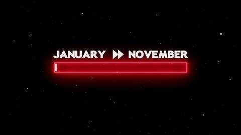 January to november progress bar glowing Ilustración de archivo