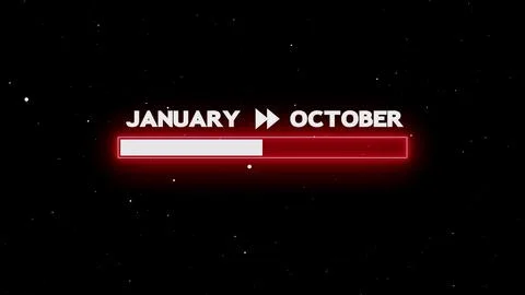 January to october progress bar glowing Stock Illustration