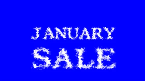 January Sale cloud text effect blue isolated background Stock Footage 139605617