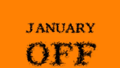 January Off smoke text effect orange isolated background Stock Footage 139619543