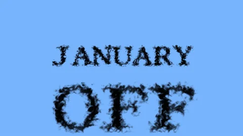 January Off smoke text effect sky isolated background Stock Footage 139619572