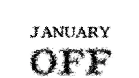 January Off smoke text effect white isolated background Stock Footage 139619605