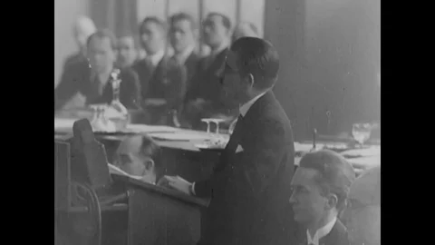 Jap. representative denies to accept the report by the League of Nations - 1932 Stock Footage 83833447