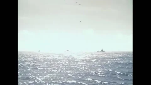 JAPAN - 1945 - Fast Carrier Task Force 38 sailing underway in Tokyo Bay, Japan. Video stock 296401773