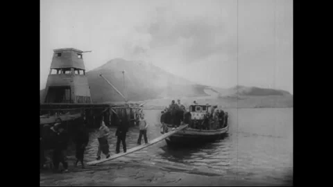 JAPAN - 1946: ash cloud billows over the ridge Stock Footage 339168524
