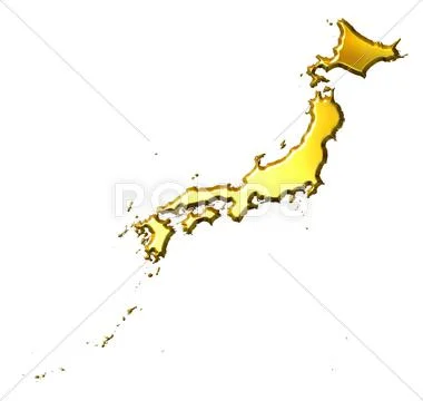 Japan 3d Golden Map Stock Illustration