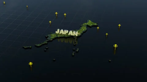 Japan 3D Map With Animation Video stock 307511594