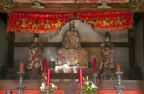  Japan: Altar dedicated to Maso, goddess of the sea, Sofuku-ji, Obaku Zen ... Stock Photos