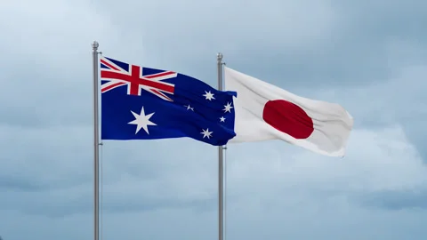Japan and Australia flag Stock Footage 252129797