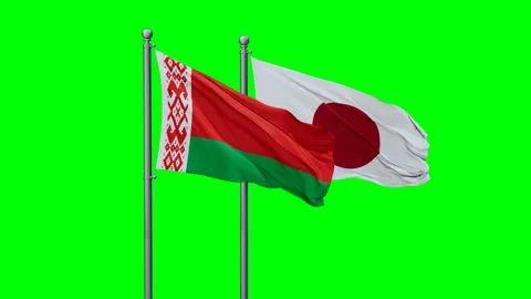 Japan and Belarus two flags Stock Footage 292789598