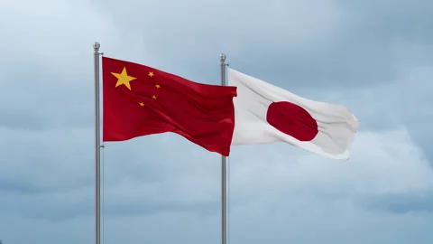 Japan and China flag | Stock Video | Pond5