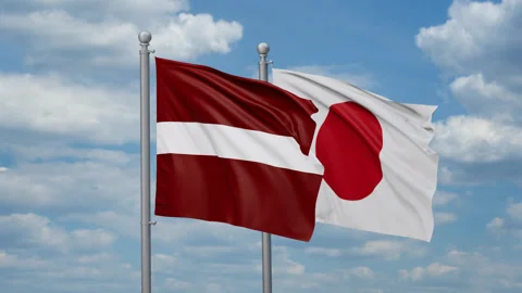 Japan and Latvia two flags Stock Footage 270215916