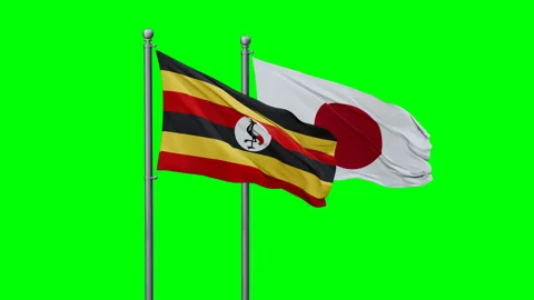 Japan and Uganda two flags Stock Footage 292823186