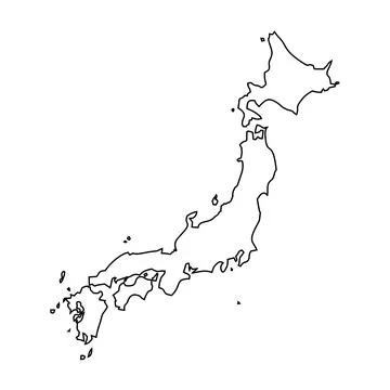 Japan- black outline map country Stock Illustration