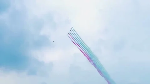 Japan: Blue Impulse Flyover Ahead Of Tokyo Paralympic Games Opening 2 Stock-Footage 170474602