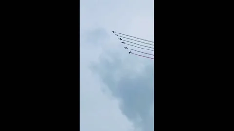 Japan: Blue Impulse Flyover Ahead Of Tokyo Paralympic Games Opening 3 Stock-Footage 170474604