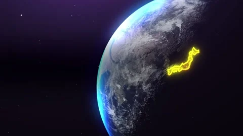 Japan border outline from space 스톡 동영상 195691603