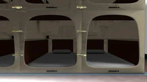 Japan capsule hotel, accommodation, room, vacation. Vidéo 33834080