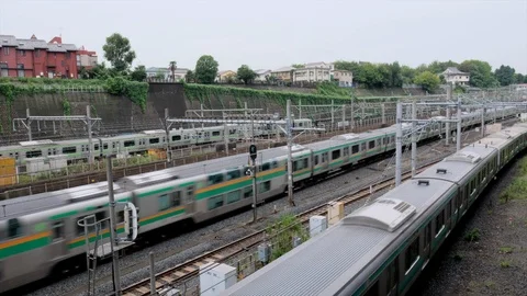 Japan Commuter Train Stock Footage 95564945