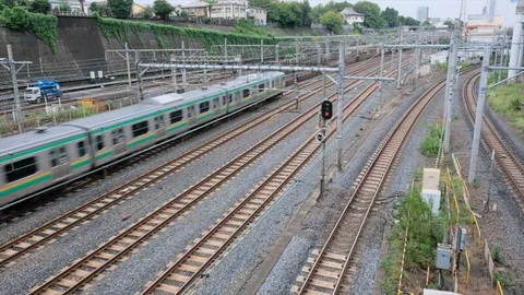Japan Commuter Train Stock Footage 95565654