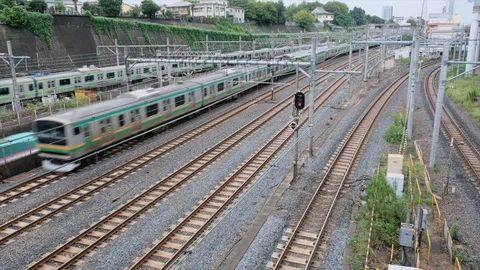Japan Commuter Train Stock Footage 95565685