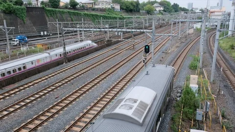 Japan Commuter Train Stock Footage 95566438