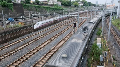 Japan Commuter Train Stock Footage 95566833