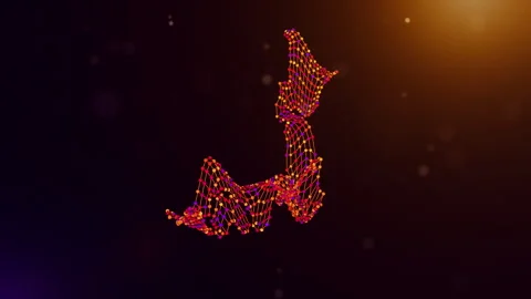 Japan Connected Intelligence Network Map Reveal Animation Stock Footage 336841409
