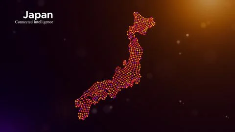 Japan Connected Intelligence Technology Network Map Concept Illustrazione stock