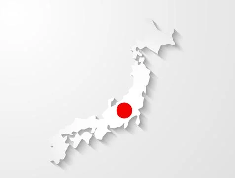 Japan country map with shadow effect Stock Illustration