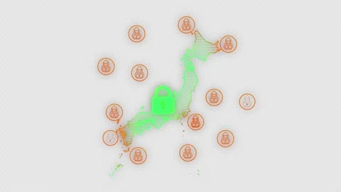 Japan Cyber Attack On Secure Map HUD Tra... | Stock Video | Pond5