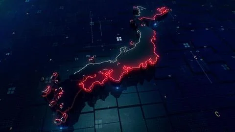 Japan digital map 4k  Stock-Fotos