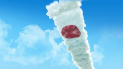 Japan Flag 3D Render Animation Created with Colored Smoke Trails by Aircraft 스톡 동영상 332307799